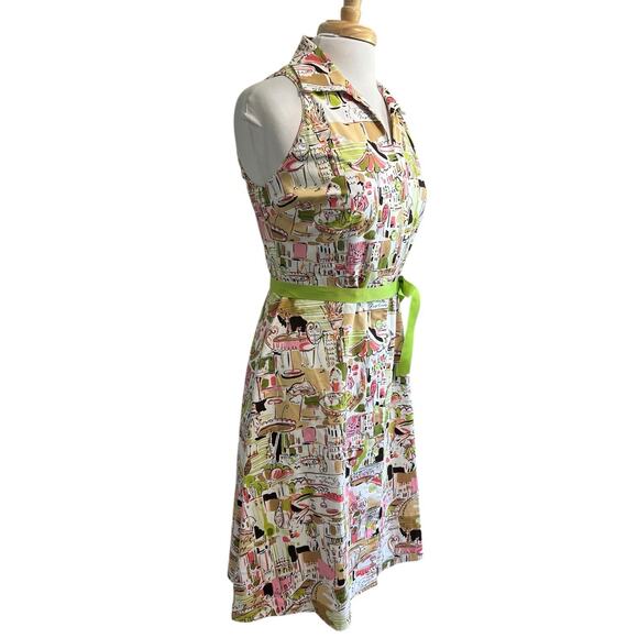 Sag Harbor Womens Dress 8 Retro Italian Cafe Sleeveless A-Line Vacation - Picture 2 of 8